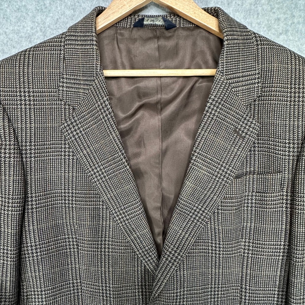 JOS‎ A BANK Executive Collection Mens 42 Long Brown Plaid Wool Blazer Jacket